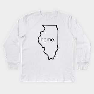 Illinois Home Black Kids Long Sleeve T-Shirt